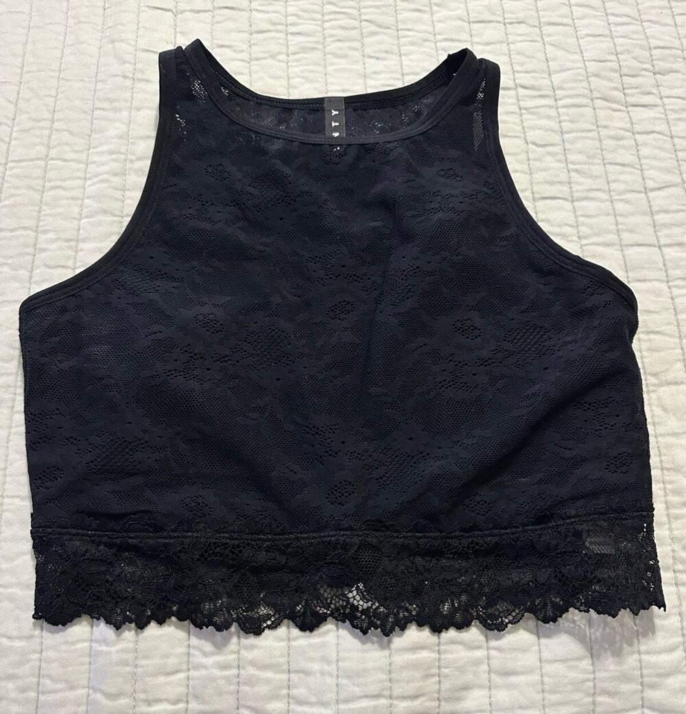 Savage X Fenty Lace Race Sports Bra Low Impact Black Womens Size 4-6